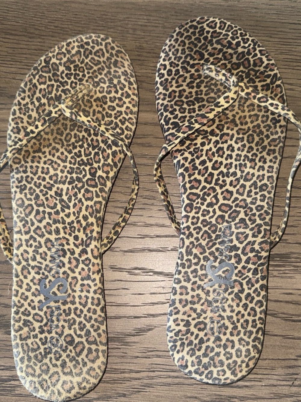 Yosi Samra Leopard Print Flip Flops in Tan and Black